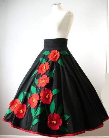 Juli Lynne Charlot Vintage 50s Circle Skirt JULI LYNNE CHARLOT Flowers Small