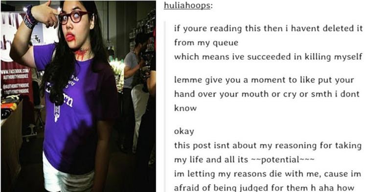 Standing Julia Buencamino on the left and, Julia Buencamino's suicide note on the right