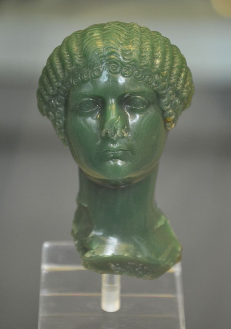 Julia Drusilla FileGreen chalcedony portrait bust of Julia Drusilla or Livia