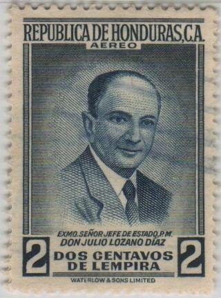 Julio Lozano Díaz Sello Julio Lozano Daz 2 centavos Grisde Honduras America
