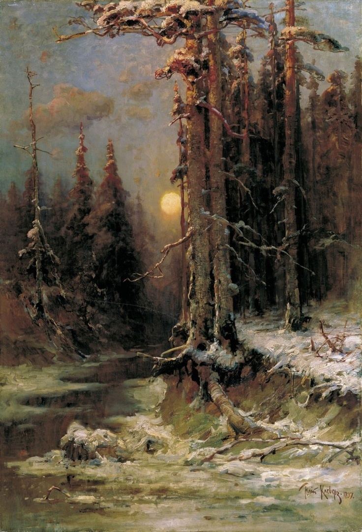 Julius von Klever Stream in Forest by Julius Sergius von Klever Julius von