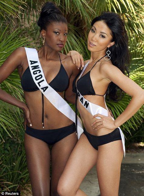 Jurema Ferraz Miss Angola Jurema Ferraz and Miss Japan Maiko Itai Miss