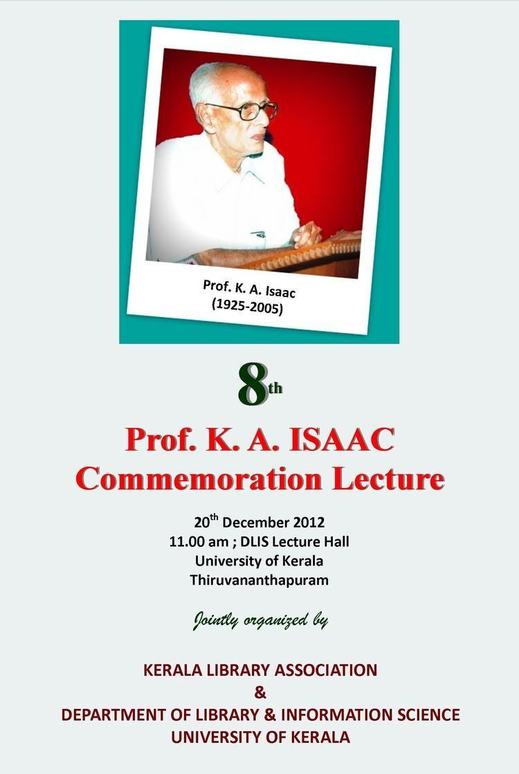Prof. K. A. Isaac Commemoration Lecture 2012 | KLA Weblog