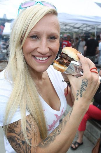 Kaillie Humphries Canadian bobsleigh athlete Kaillie Humphries pushing for