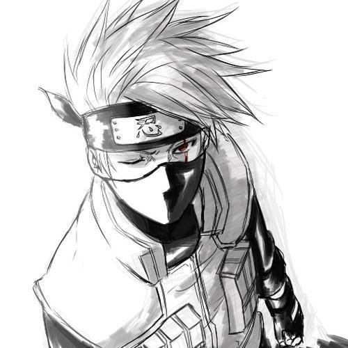 Kakashi Hatake in a black and white portrait