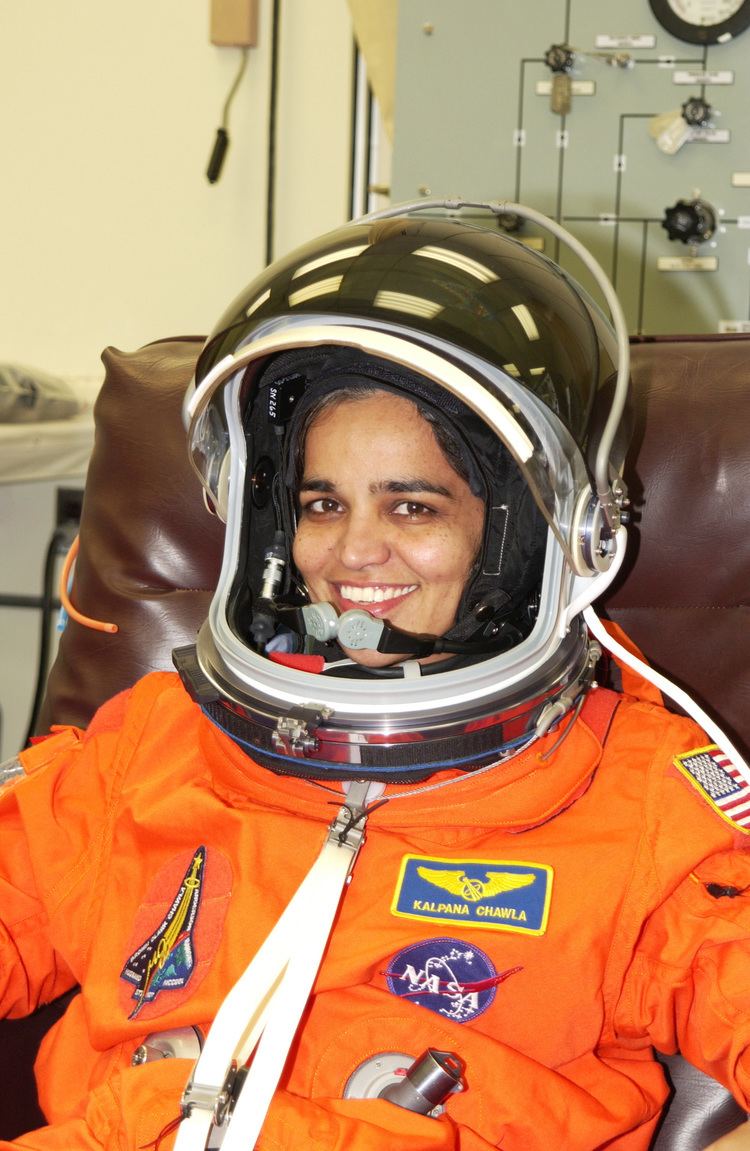 Kalpana Chawla STS107 KSC02PD1954 STS107 MS Kalpana Chawla suits up for TCDT