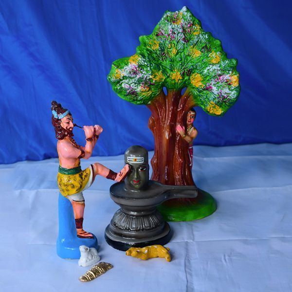 Kannappa Nayanar colored clay idol set-Medium Online | Wedding Florist |  Indian Pooja Items Online