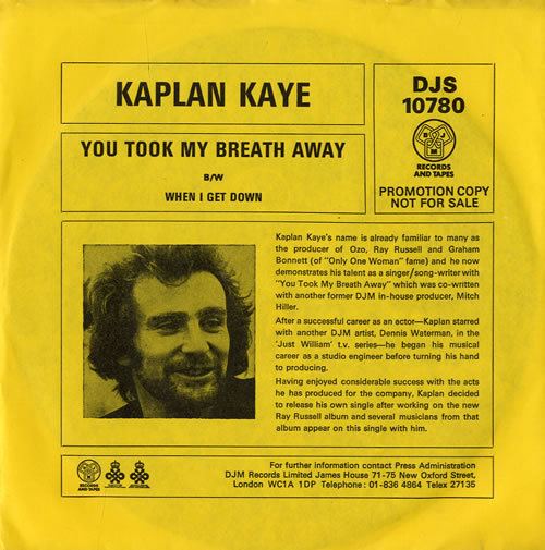 Kaplan Kaye Kaplan Kaye You Took My Breath Away Records LPs Vinyl and CDs