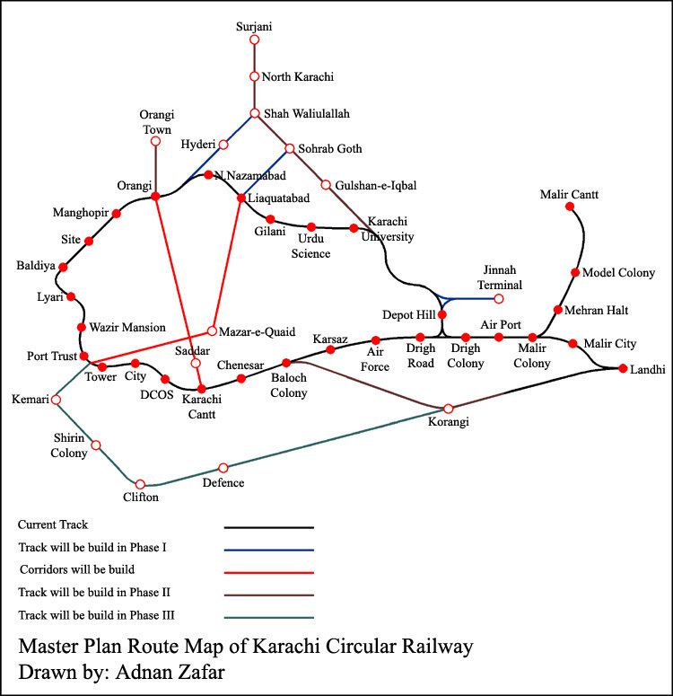 Karachi Circular Railway IRFCA Karachi Circular Railway Master Plan Route Map