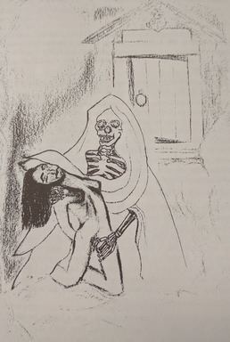 A drawing by Karen Greenlee illustrating her perspective on necrophilia