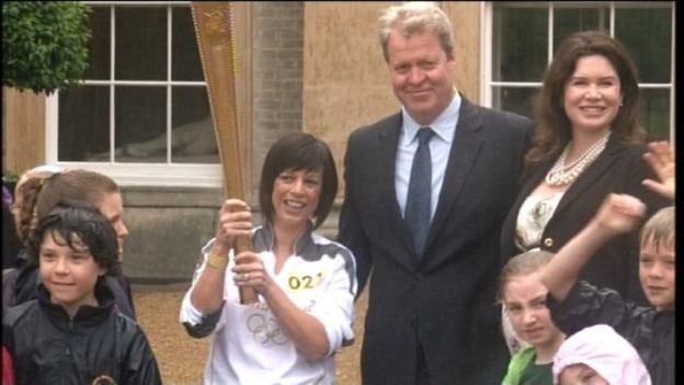 Karen Spencer, Countess Spencer The Olympic Flame at Althorp House Central ITV News