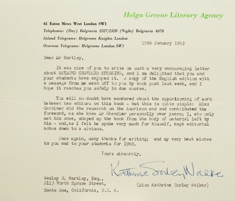 Kathrine Sorley Walker Typed letter signed Kathrine Sorley Walker Kathrine Sorley