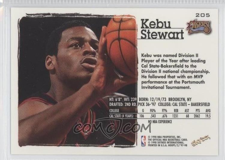 Kebu Stewart 199798 NBA Hoops Base 205 Kebu Stewart COMC Card Marketplace