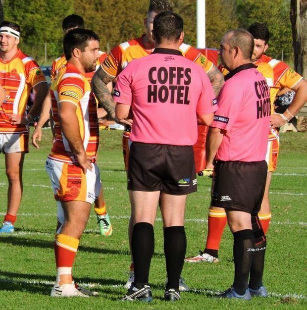 Ken Hoad Referees Nathan Grace and Ken Hoad have a word with Buy Photos