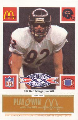 Ken Margerum 1986 McDonalds Bears Ken Margerum 82 Football Card Value Price Guide