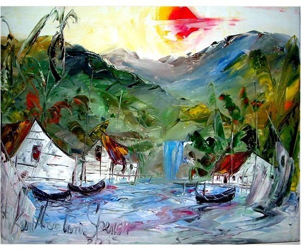 Kenneth Abendana Spencer Jamaican landscape by Artist Ken Abendana Spencer The Art of