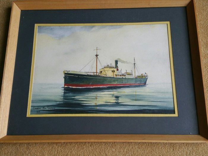 Kenneth King (artist) Irish Shipping Marine Art Pair Watercolours By Kenneth King For Sale