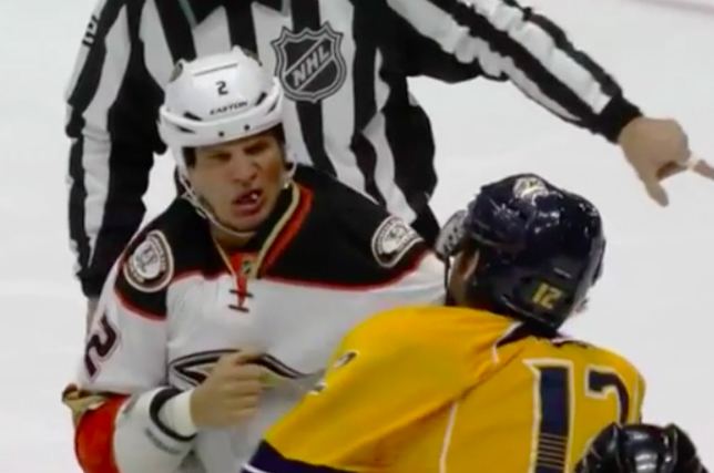 Kevin Bieksa Watch Kevin Bieksas tooth go flying during fight with Mike Fisher