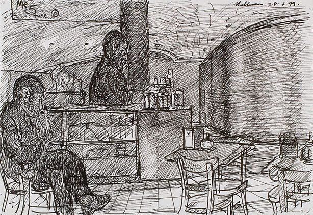 Kevin Connor (artist) Coffee bar Melbourne 1999 Sketchbook 68 by Kevin