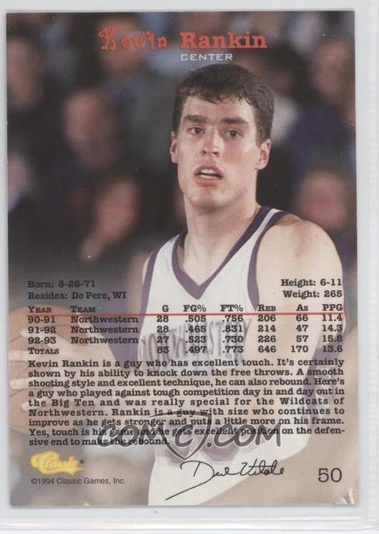 Kevin Rankin (basketball) 1994 Classic Base Gold 50 Kevin Rankin COMC Card Marketplace