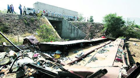 Khambatki Ghat Ten killed 39 injured as bus falls into trench at Khambatki ghat