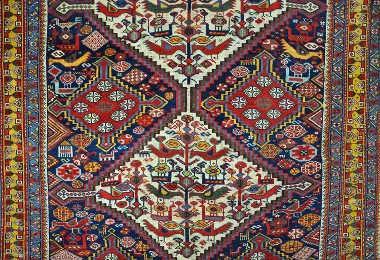 Khamseh An antique Khamseh carpet Well drawn example with many birds and
