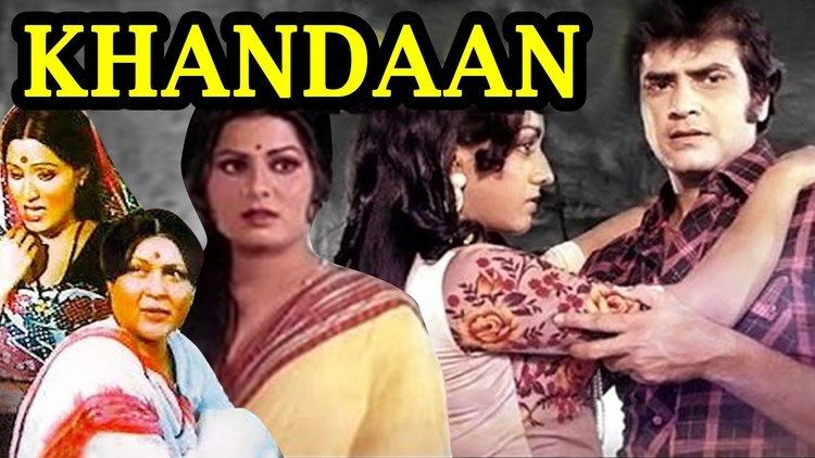 Jeetendra as Ravi G. Srivastav, Bindiya Goswami as Sandhya, and Sulakshana Pandit as Usha, and with other casts of Khandaan (1979 film)