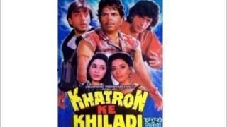 Sanjay Dutt, Dharmendra, Chunky Pandey, Madhuri Dixit, and Neelam Kothari in the movie poster of the 1988 film, Khatron Ke Khiladi