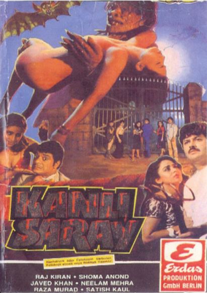 Poster of Khooni Mahal starring Raj Kiran, Shoma Anand, Javed Khan, Neelam Mehra, Raza Murad, and Satish Kaul.