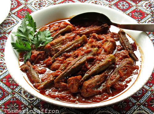 Khoresh bademjan Turmeric amp Saffron Khoreshe BamiehoBademjan Eggplant and Okra Stew