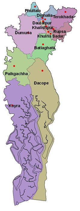 Khulna District wwwbdtradeinfocombangladeshprofilemapkhulnajpg