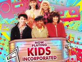 Ryan Lambert, Renee Sands, Rashaan Patterson, Stacy Ferguson, and Martika Marrero smiling together at the tv program, Kids Incorporated