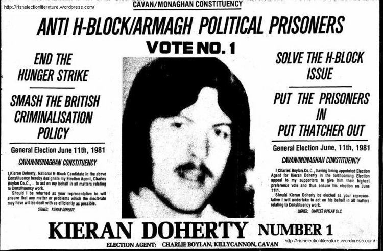 Kieran Doherty Ad for Kieran Doherty HBlock Cavan Monaghan 1981