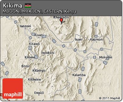 Kikima Free Shaded Relief Map of Kikima