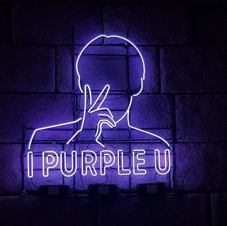 Wallpaper with a caption of "I Purple You".