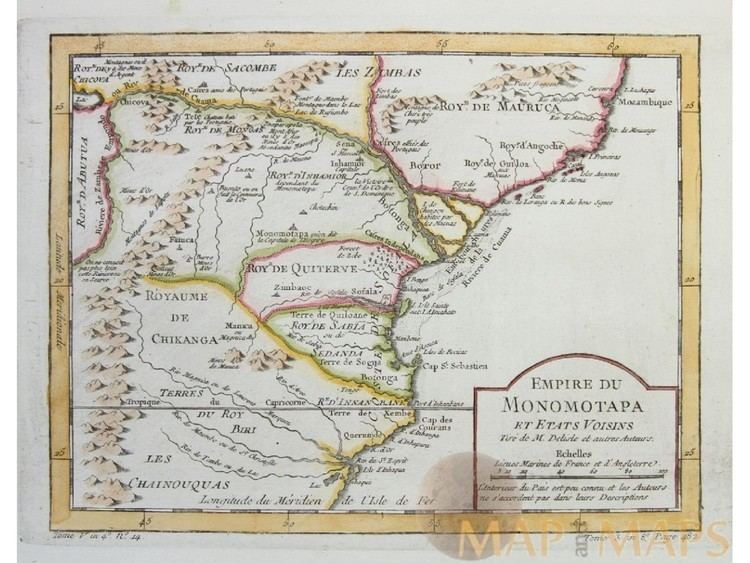 Kingdom of Mutapa MAP THE KINGDOM OF MUTAPA SOUTH AFRICA EMPIRE DU MONOMATAPA BELLIN 1758