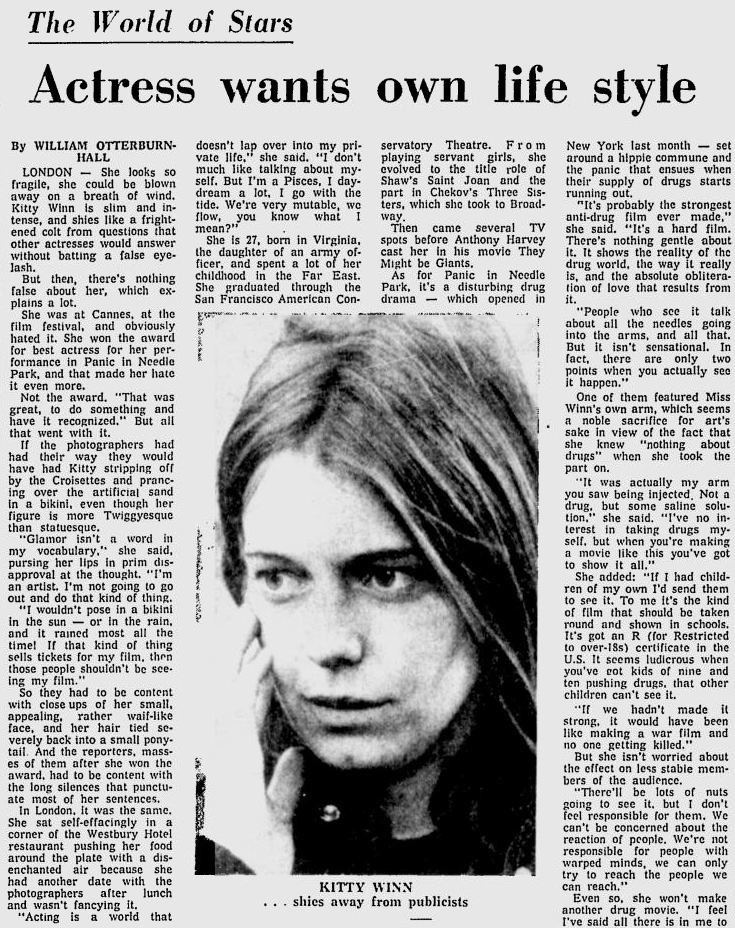 Kitty Winn Zebradelic Kitty Winn 1971 press coverage