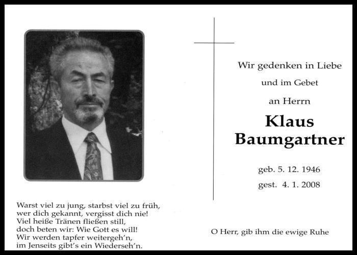 Klaus Baumgartner Verstorbene