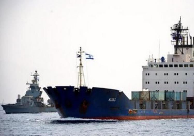 Klos C Iranian arms vessel captured by IDF docks in Eilat Defense