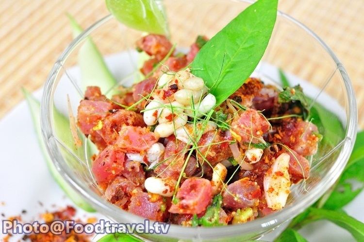 Koi (dish) Spicy Fish Salad with Ant Eggs Koi Pla Khai Mod Dang FoodTravel