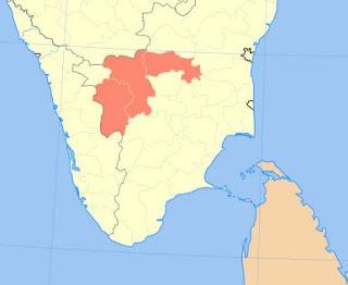 Map of Kongu Nadu being bifurcated from Tamil Nadu