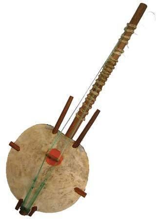 Kora, a long-necked harp lute made of wood and nylon strings.