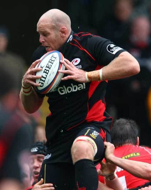 Kris Chesney Saracens39 Kris Chesney wins a lineout ball against the