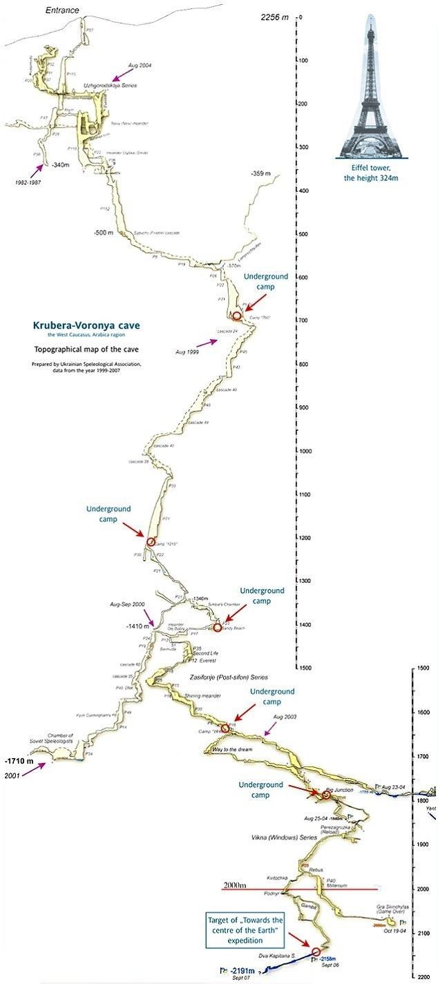 Krubera Cave Earth39s deepest cave mapped Amazing diagram charts every twist and