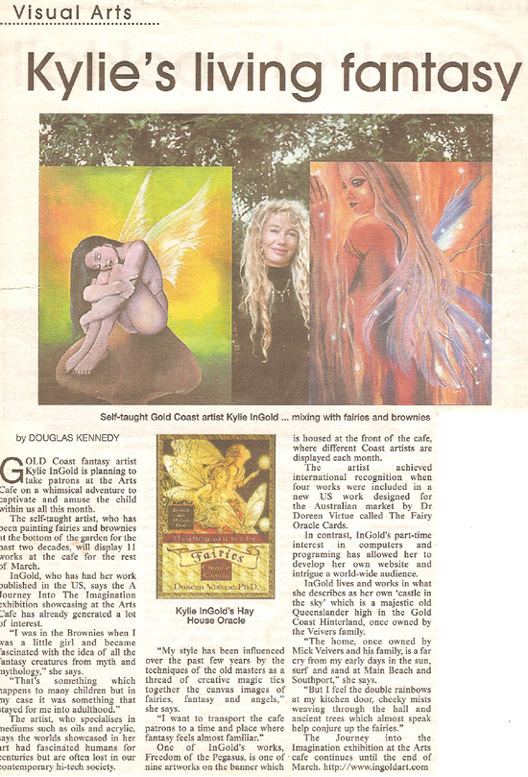 Kylie InGold Media and exhibitions of Kylie InGold Art of Kylie InGold Fairies
