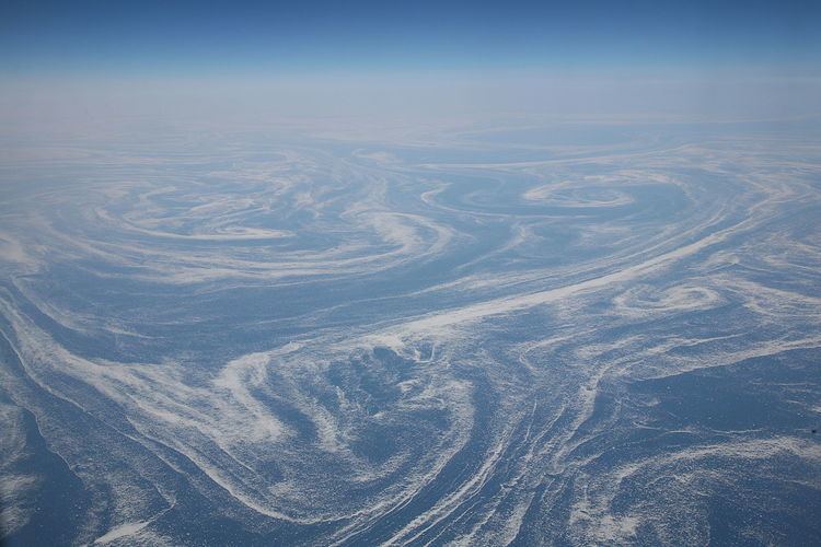 Aerial view of the Labrador Current in the North Atlantic Ocean.