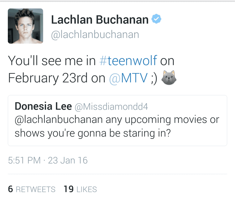 Lachlan Buchanan YR Actor LACHLAN BUCHANAN to Appear on MTVs Teen Wolf The