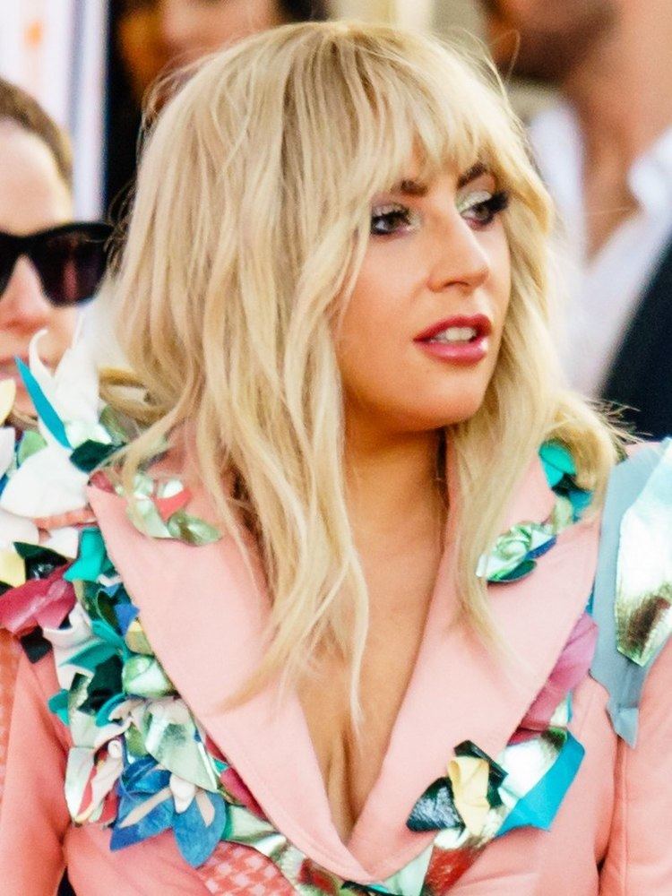 Close-up image of Lady Gaga looking to the right.