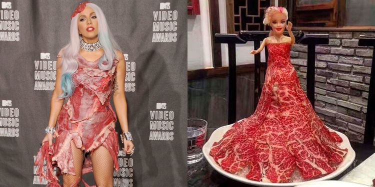 Lady Gaga's meat dress Lady Gaga Meat Dress Can Now Be Ordered in China Lady Gaga39s 2010