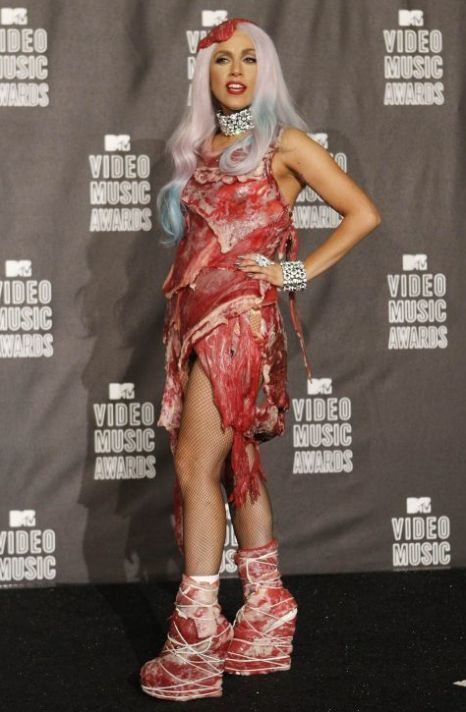 Lady Gaga's meat dress Lady Gaga defends meat dress by claiming she39s no 39piece of meat